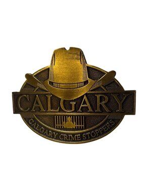Calgary Crime Stoppers Brass Belt Buckle 4"x3" Western Style Collectible